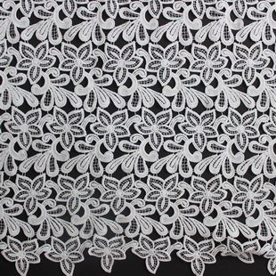 XS0902 Beautifical White Lace Fabric Wholesale Guipure Lace Fabric Polyester African Guipure Lace Fabric 
