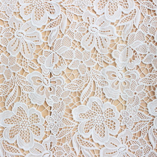 XS1487 Snow White Crochet Polyester Lace Chemical Milky Guipure Fabric For Bridal Dress