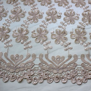 XF2826 Champagne Lace Embroidered Net Fabric For Woman Dressmaker
