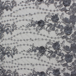 XF2833 Soft 3D Flower Embroidered Tulle Fabric For Long Dress