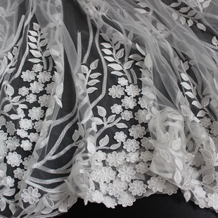 XF2834 New Design Embroidered Fabrics Polyester Tulle Lace Net Embroidered Mesh