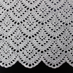 XE014 Eyelet Cotton Fabric Scalloped Lace For Summer Blouse