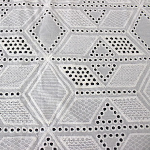 XE033 Cotton Eyelet Embroidered Lace Fabric Geometry Design