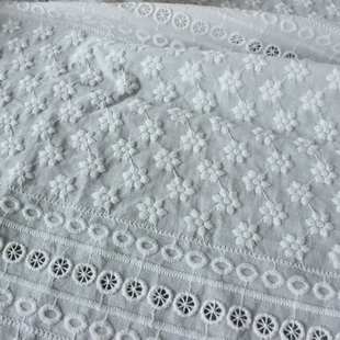 XE054 Cotton Eyelet Flower Fabric Schiffli Lace For Boho Dress