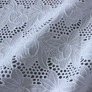 XE056 Embroidery Eyelet Cotton Schiffli Lace Fabric Vintage