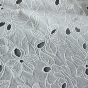 XE061 Schiffli Cotton Lace Trim Fabric Embroidery Scalloped