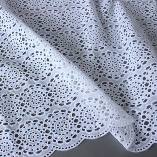 XE064 Geometry Cotton Lace Fabric Breathable Schiffli Fabric