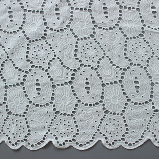 XE066 Schiffli Embroidery Flower Cotton Lace Fabric Scalloped