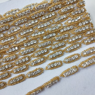 XB001 10MM Pearl Banding Bridal Belt Thin Crystal Rhinestone Trim Sew On