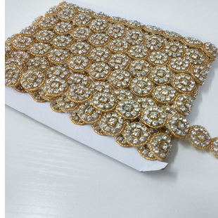 XB002 25MM Crystal Rhinestone Trim Beaded Bridal Applique For Wedding Gown