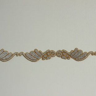 XB006 Crystal Pearl Bridal Rhinestone Applique Trim by the Yard Iron on