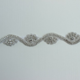 XB011 Bridal Rhinestone Wedding Trim Gown Trim Hot Fix Applique Rhinestone Trim Glass