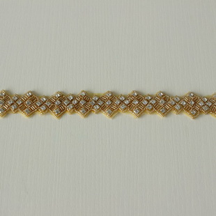 XB012 Flower Gold Crystal Rhinestone Trim By the Yard Wholesale Bridal Trim Crystal Trim Rhinestone Applique