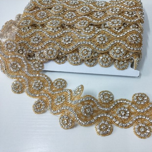XB003 65MM Rhinestone Applique Crystal Sash Trim Bridal Wedding Headpiece