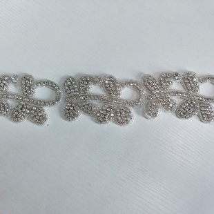 XB016 Rhinestone Trim By The Yard Beaded Wedding Trim Applique Art Deco Rhinestone Trim Embellishments