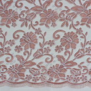 XP0699 Wholesale Pink Color Cording Embroidery Fabric Tulle Fabric African Lace Fabric