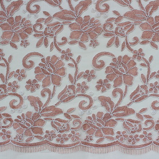 XP0699 Pink Color Cording Embroidery Fabric Tulle Fabric African Lace
