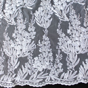 XP0703 Decorative Rope Embroidery Tulle Lace Cord Bleach Sequin Lace Fabric For Elegant Dress
