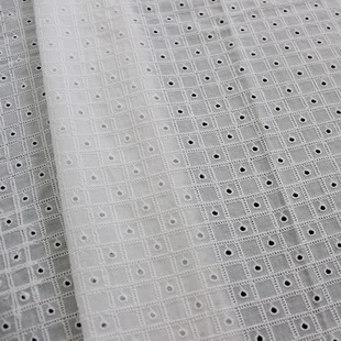 XE081 Embroidery Cotton Lace Fabric With Eyelet Schiffli 