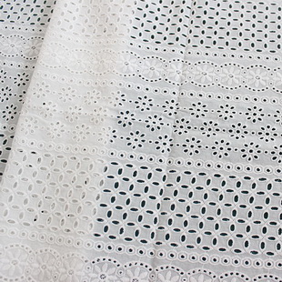 XE097 Elegant Eyelet Embroidery Lace Fabric Cotton Schiffli Skirt Fabric