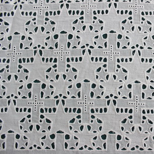 XE101 Stars Crosses Cotton Embroidery Eyelet Lace Fabric