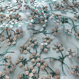 XF5274 Lace Embroidery 3D Sequined Floral Embroidered Net Fabric