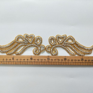 XB022 65MM Rhinestone Trim Beaded Lace Trim Wedding Gown Embellishment