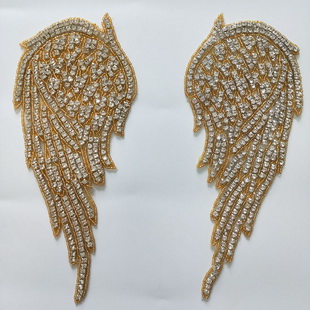 XB023 230*110MM Wedding Applique Crystal Rhinestone Trim Applique Iron on