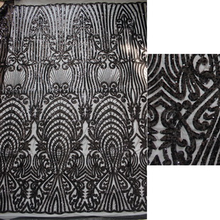 XZ5285 Black 3MM Sequin Tulle Embroidery Spangle Fabric For Prom Dress