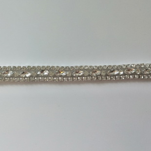 XB146 15MM Silver Rhinestone Trim Bridal Trim Beaded Diy Belt Headband