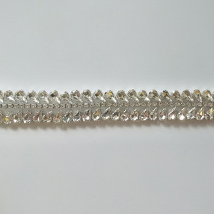 XB147 20MM Thin Silver Bridal Big Rhinestone Wedding Dress Belt Sash Chain