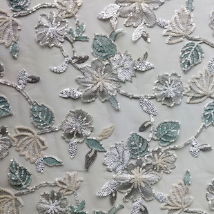 XF5295 Flower Pattern Sequin Embroidery Fabric For Elegant Ladies Dress
