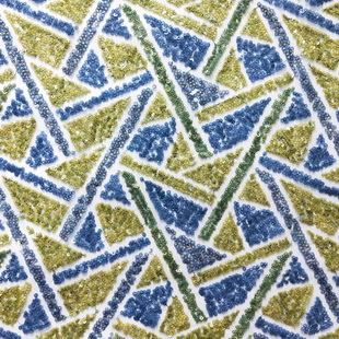 XZ5296 Two-tone Sequins Sparkle Fabric High Quality Chartreuse And Blue Geometric Sequin Fabric