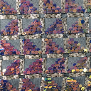 XZ5298 Geometrical Dangle Reversible Iridescent Glitter Gold Sequin Fabric