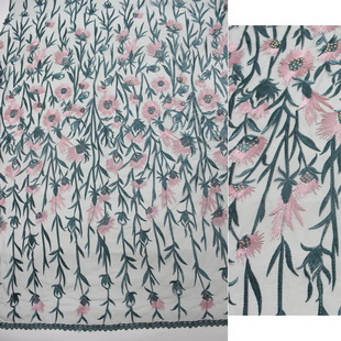 XF2919 Party Dress Fabric Flower Embroidery Tulle Plants Embroidered