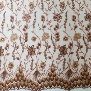 XF2925 Floral Pattern Embroidered Mesh Fabrics Lace Fabrics Wholesale