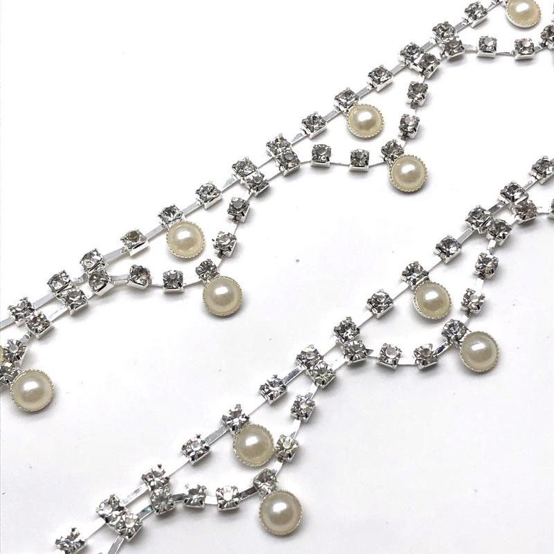 CX434 Rhinestone Belt For Brides Wedding Belts Sparkly Pearls Tassel Sew On Gown