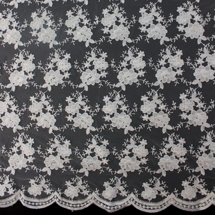 XF2950 White Lace Fabric Wedding Embroidered Tulle Fabric