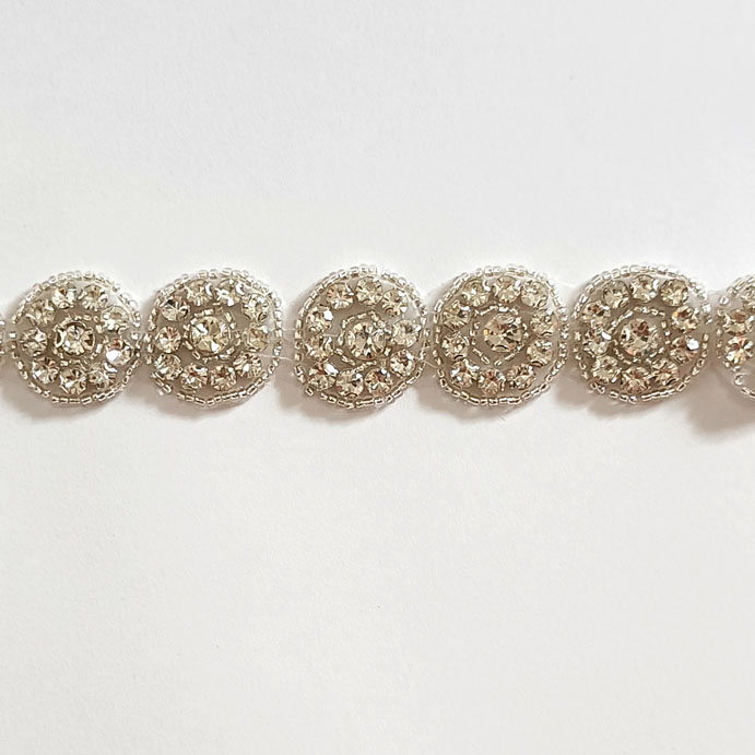 XB002 25MM Crystal Rhinestone Trim Beaded Bridal Applique For Wedding Gown