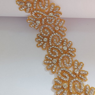 XB174 Crystal Clear Gold Rhinestone Trim Bridal Sash Trim Wedding Belt Trim Crystal Beaded Trim Bridal Accessories