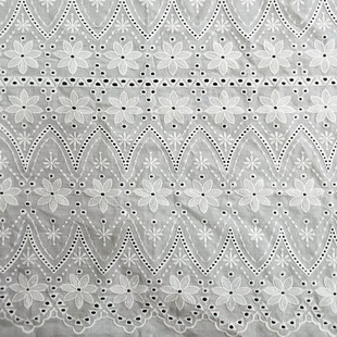 XE156 Eyelet Cotton Embroidered Floral Beach Dress Fabric