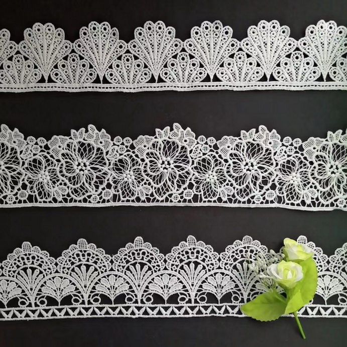 G08 Scalloped Edge White Cotton Lace Trim Cutwork Lace Ribbon Sewing Lace