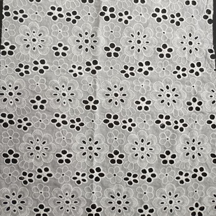 XE179 African White Popeline Cotton Eyelet Lace Fabric