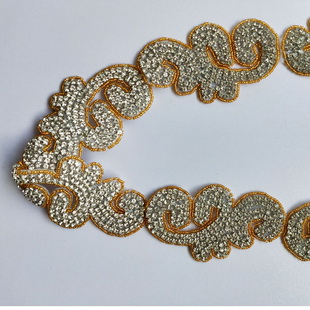 XB005 60MM Clear Glass Rhinestone Bridal Crystal Trim Applique Belt Chain