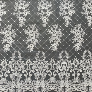 XP3656 Ribbon Embroidery Corded Tulle Fabric Blush African Lace Fabric