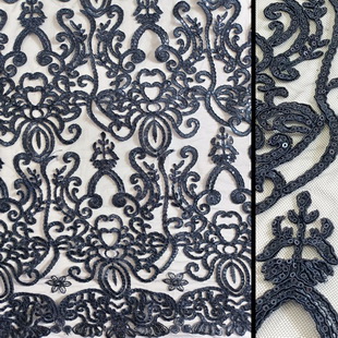 XP3657 Cord Embroidery Lace Fabric Sequins Embroidery Fabric Tulle Lace