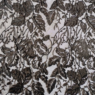 XZ5307 Black Sequin Lace Fabric Stretch Net For Prom Party Evening Dress