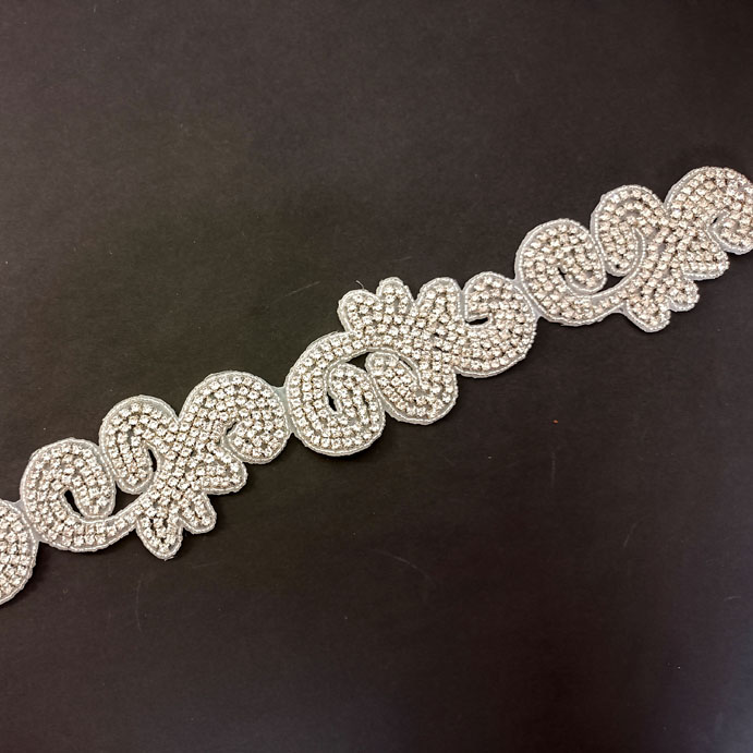 XB005 60MM Clear Glass Rhinestone Bridal Crystal Trim Applique Belt Chain
