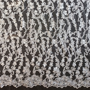 XF3025 White Lace Fabric Embroidered Soft Tulle Lace Floral Fabric