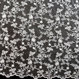 XF3030 White Tulle Lace Embroidered Fabrics For Bridal Gown